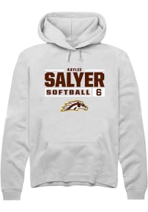 Kaylee Salyer  Rally Western Michigan Broncos Mens White NIL Stacked Box Long Sleeve Hoodie