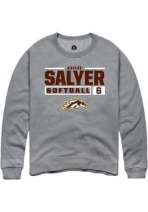 Kaylee Salyer  Rally Western Michigan Broncos Mens Grey NIL Stacked Box Long Sleeve Crew Sweatshir..