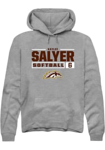 Kaylee Salyer  Rally Western Michigan Broncos Mens Grey NIL Stacked Box Long Sleeve Hoodie