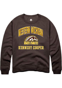 kennedy cooper  Rally Western Michigan Broncos Mens Brown NIL Arch Logo Long Sleeve Crew Sweatshir..