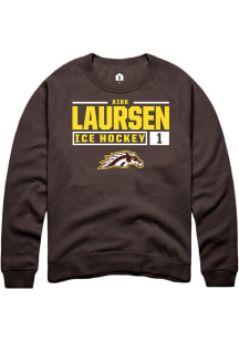 Kirk Laursen  Rally Western Michigan Broncos Mens Brown NIL Stacked Box Long Sleeve Crew Sweatshir..
