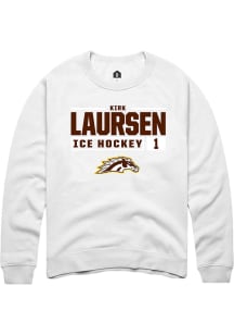 Kirk Laursen  Rally Western Michigan Broncos Mens White NIL Stacked Box Long Sleeve Crew Sweatshir..