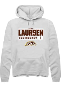 Kirk Laursen  Rally Western Michigan Broncos Mens White NIL Stacked Box Long Sleeve Hoodie