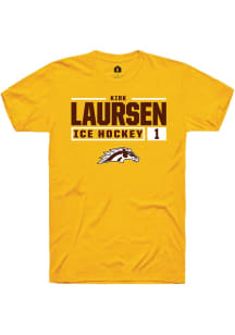 Kirk Laursen  Western Michigan Broncos Gold Rally NIL Stacked Box Short Sleeve T Shirt