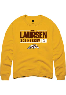 Kirk Laursen  Rally Western Michigan Broncos Mens Gold NIL Stacked Box Long Sleeve Crew Sweatshirt