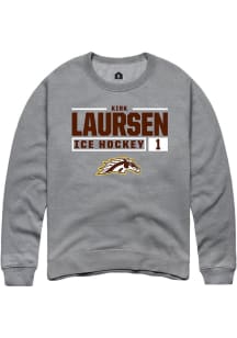 Kirk Laursen  Rally Western Michigan Broncos Mens Grey NIL Stacked Box Long Sleeve Crew Sweatshirt