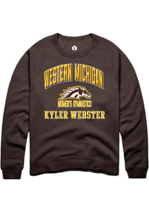 Kyler Webster  Rally Western Michigan Broncos Mens Brown NIL Arch Logo Long Sleeve Crew Sweatshirt