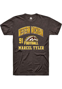 Marcel Tyler  Western Michigan Broncos Brown Rally Football NIL Arch Logo Short Sleeve T Shirt