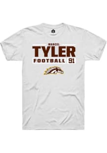 Marcel Tyler  Western Michigan Broncos White Rally Football NIL Stacked Box Short Sleeve T Shirt