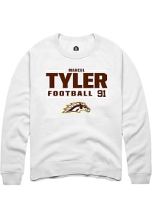 Marcel Tyler  Rally Western Michigan Broncos Mens White Football NIL Stacked Box Long Sleeve Crew..