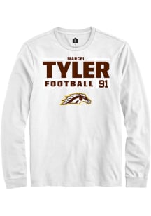 Marcel Tyler  Western Michigan Broncos White Rally Football NIL Stacked Box Long Sleeve T Shirt