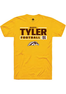 Marcel Tyler  Western Michigan Broncos Gold Rally Football NIL Stacked Box Short Sleeve T Shirt