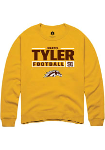 Marcel Tyler  Rally Western Michigan Broncos Mens Gold Football NIL Stacked Box Long Sleeve Crew S..