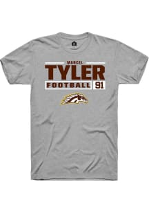 Marcel Tyler  Western Michigan Broncos Grey Rally Football NIL Stacked Box Short Sleeve T Shirt