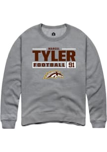 Marcel Tyler  Rally Western Michigan Broncos Mens Grey Football NIL Stacked Box Long Sleeve Crew S..