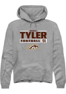 Marcel Tyler  Rally Western Michigan Broncos Mens Grey Football NIL Stacked Box Long Sleeve Hoodie