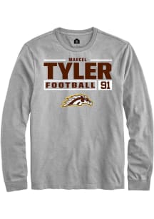 Marcel Tyler  Western Michigan Broncos Grey Rally Football NIL Stacked Box Long Sleeve T Shirt