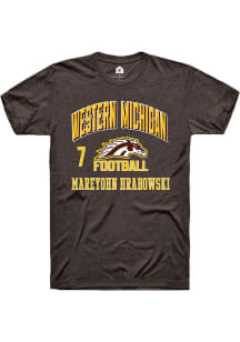 Mareyohn Hrabowski  Western Michigan Broncos Brown Rally Football NIL Arch Logo Short Sleeve T Shi..