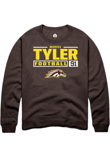 Marcel Tyler  Rally Western Michigan Broncos Mens Brown Football NIL Stacked Box Long Sleeve Crew..