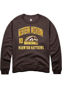 Marwynn Matthews  Rally Western Michigan Broncos Mens Brown NIL Arch Logo Long Sleeve Crew Sweatsh..
