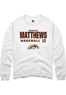 Marwynn Matthews  Rally Western Michigan Broncos Mens White NIL Stacked Box Long Sleeve Crew Sweat..