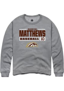 Marwynn Matthews  Rally Western Michigan Broncos Mens Grey NIL Stacked Box Long Sleeve Crew Sweats..