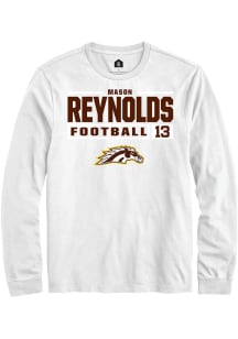 Mason Reynolds  Western Michigan Broncos White Rally Football NIL Stacked Box Long Sleeve T Shirt
