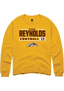 Mason Reynolds  Rally Western Michigan Broncos Mens Gold Football NIL Stacked Box Long Sleeve Crew..