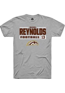 Mason Reynolds  Western Michigan Broncos Grey Rally Football NIL Stacked Box Short Sleeve T Shirt