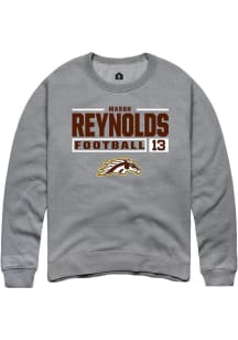 Mason Reynolds  Rally Western Michigan Broncos Mens Grey Football NIL Stacked Box Long Sleeve Crew..