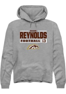 Mason Reynolds  Rally Western Michigan Broncos Mens Grey Football NIL Stacked Box Long Sleeve Hood..