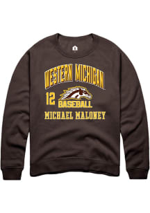 Michael Maloney  Rally Western Michigan Broncos Mens Brown NIL Arch Logo Long Sleeve Crew Sweatshi..