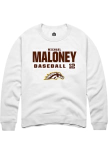 Michael Maloney  Rally Western Michigan Broncos Mens White NIL Stacked Box Long Sleeve Crew Sweats..