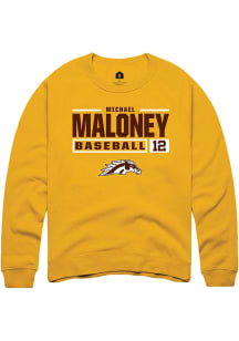 Michael Maloney  Rally Western Michigan Broncos Mens Gold NIL Stacked Box Long Sleeve Crew Sweatsh..