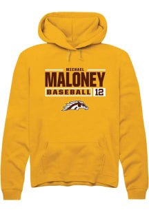 Michael Maloney  Rally Western Michigan Broncos Mens Gold NIL Stacked Box Long Sleeve Hoodie