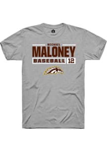 Michael Maloney  Western Michigan Broncos Grey Rally NIL Stacked Box Short Sleeve T Shirt