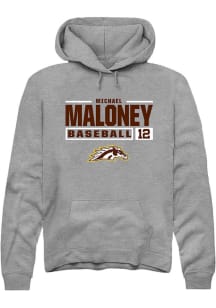 Michael Maloney  Rally Western Michigan Broncos Mens Grey NIL Stacked Box Long Sleeve Hoodie