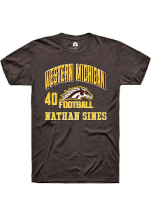 Nathan Sines  Western Michigan Broncos Brown Rally Football NIL Arch Logo Short Sleeve T Shirt