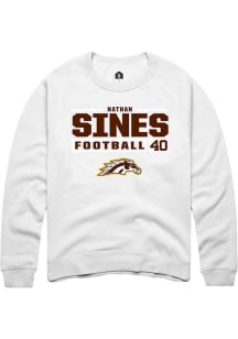 Nathan Sines  Rally Western Michigan Broncos Mens White Football NIL Stacked Box Long Sleeve Crew..
