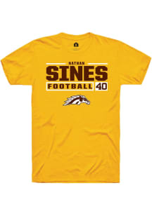 Nathan Sines  Western Michigan Broncos Gold Rally Football NIL Stacked Box Short Sleeve T Shirt