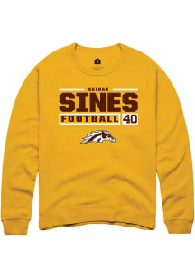 Nathan Sines  Rally Western Michigan Broncos Mens Gold Football NIL Stacked Box Long Sleeve Crew S..