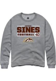 Nathan Sines  Rally Western Michigan Broncos Mens Grey Football NIL Stacked Box Long Sleeve Crew S..