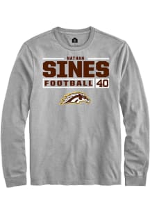 Nathan Sines  Western Michigan Broncos Grey Rally Football NIL Stacked Box Long Sleeve T Shirt