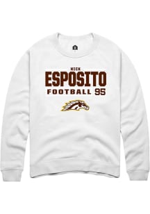 Nick Esposito  Rally Western Michigan Broncos Mens White Football NIL Stacked Box Long Sleeve Crew..