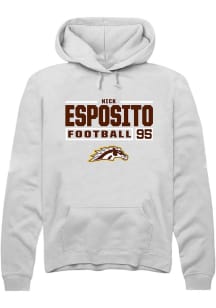 Nick Esposito  Rally Western Michigan Broncos Mens White Football NIL Stacked Box Long Sleeve Hood..
