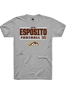 Nick Esposito  Western Michigan Broncos Grey Rally Football NIL Stacked Box Short Sleeve T Shirt