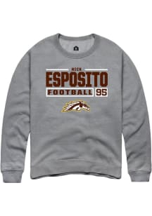 Nick Esposito  Rally Western Michigan Broncos Mens Grey Football NIL Stacked Box Long Sleeve Crew..