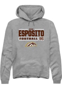 Nick Esposito  Rally Western Michigan Broncos Mens Grey Football NIL Stacked Box Long Sleeve Hoodi..