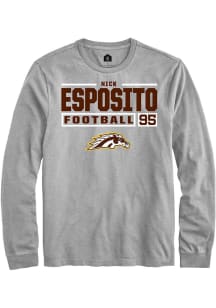 Nick Esposito  Western Michigan Broncos Grey Rally Football NIL Stacked Box Long Sleeve T Shirt