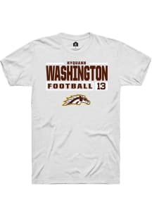 Nyquann Washington  Western Michigan Broncos White Rally Football NIL Stacked Box Short Sleeve T S..
